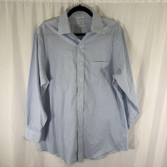 Brooks Brothers Regent Dress Shirt Mens 16 32 Blue Striped Button Up Long Sleeve - Picture 1 of 10